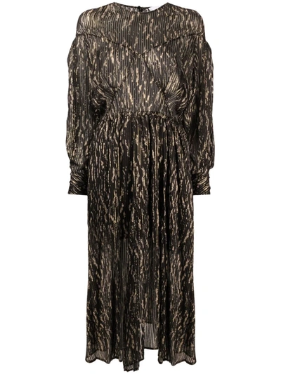 Iro Metallic Abstract-print Midi Dress In Black