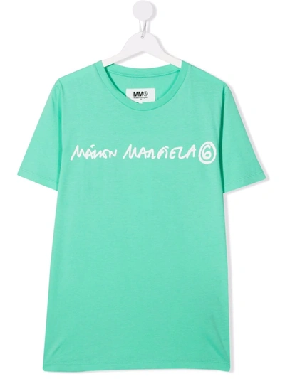 Mm6 Maison Margiela Teen Logo Print T-shirt In M6502 Green