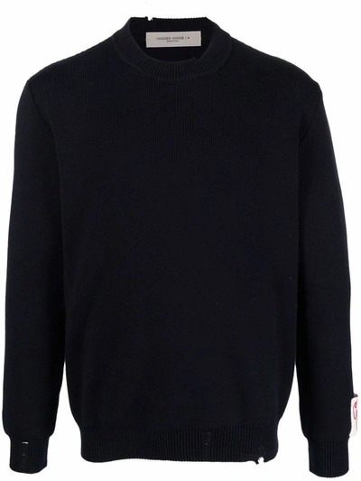 Golden Goose Blue Cotton Blend Crewneck Sweater