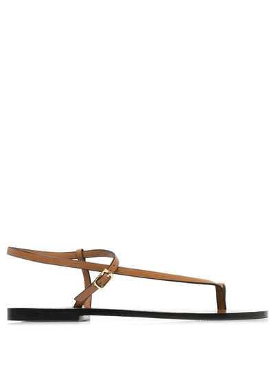 A.emery Lily Leather Ankle-strap Flat Sandals In Deep Tan