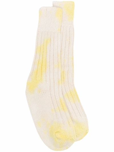 The Elder Statesman Tie Dye-print Wool Socks In Yellow