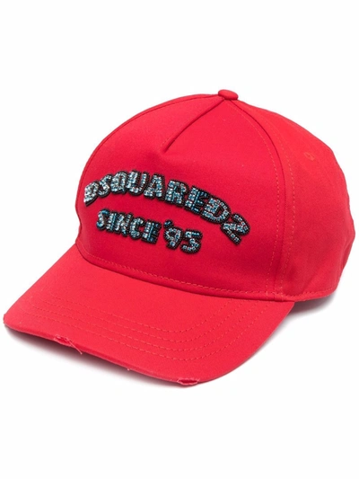 Dsquared2 Logo-patch Detail Baseball Cap In Red