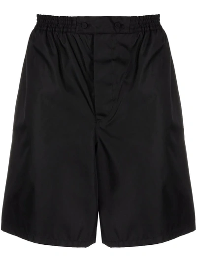 Prada Re-nylon Elasticated Waist Bermuda Shorts In Schwarz