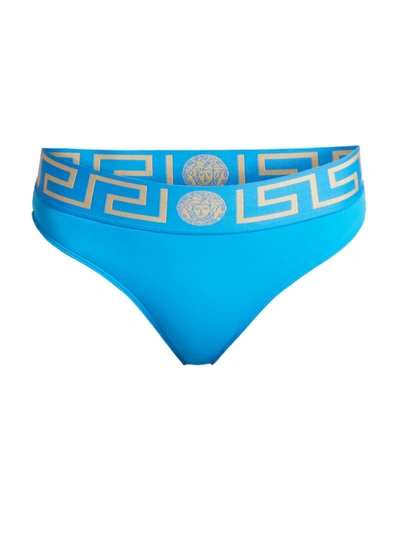 Versace Greca Border Bikini Briefs In Teal