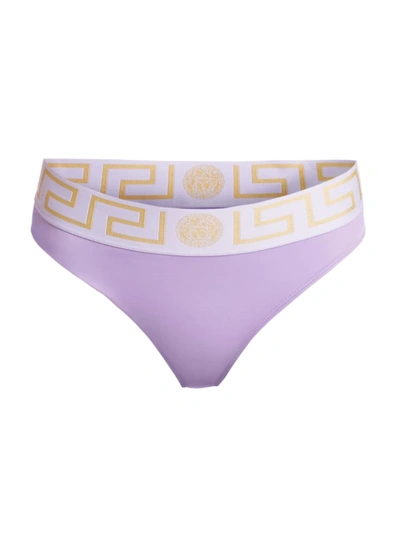 Versace Greca Border Bikini Briefs In Violet