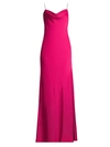 Aidan Mattox Crystal Strap Satin Gown In Bright Rose