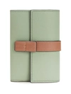 Loewe Small Leather Vertical Wallet In Rosemary/tan