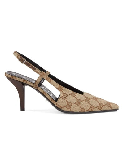 GUCCI WOMEN'S ARIA 76 MONOGRAM SLINGBACK MULES,400015173199