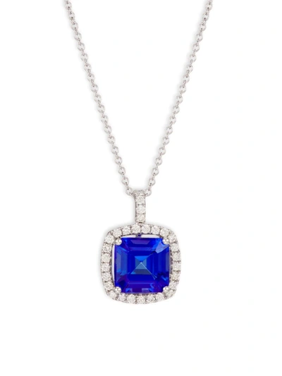 Saks Fifth Avenue Women's 14k White Gold, 0.36 Tcw Diamond & Tanzanite Pendant Necklace