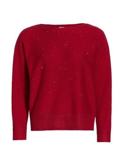 Nic + Zoe Falling Stars Embellished Sweater In Ruby