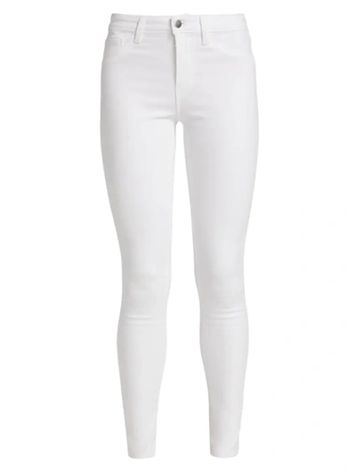 L Agence Nadia Cropped Striped High-rise Slim-leg Jeans In Blanc Coated
