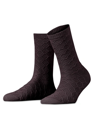 Falke Argyle Wool-blend Socks In Blackberry