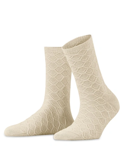 Falke Argyle Wool-blend Socks In Creme