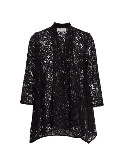 Caroline Rose Flora Lace Swing Cardigan In Black