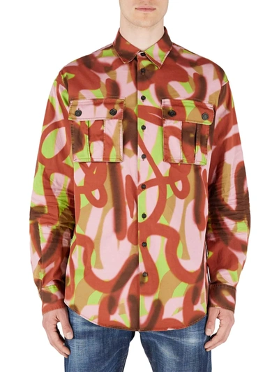 Dsquared2 Mil Cargo Shirt In Green Pink Red