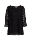 Caroline Rose Lined Floral Lace Easy Tunic In Black