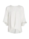 Caroline Rose Crepe Suzette Twist Top In White