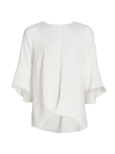 Caroline Rose Crepe Suzette Twist Top In White