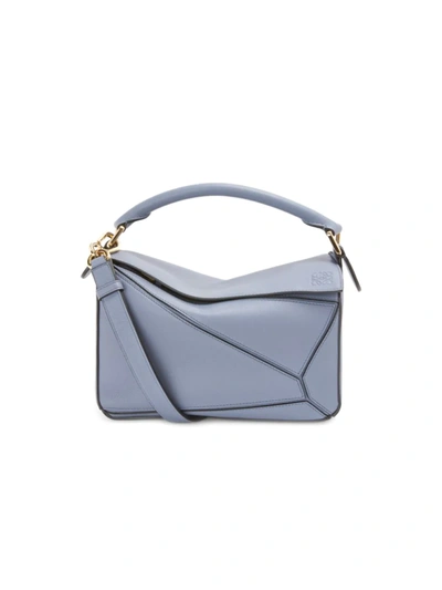 Loewe Small Puzzle Leather Bag In Atlantic Blue