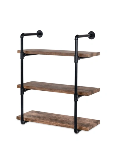 Honey-can-do Three-tier Black Industrial Wall Shelf In Rustic