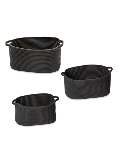 Honey-can-do Cotton Coil 3-piece Basket Set In Black