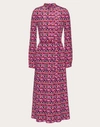 Valentino Long Elegant Dress With Long Sleeves In Pink/multicolor