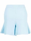 Stella Mccartney High Waist Flared Hem Knitted Shorts With Side Pockets In Blue