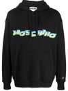 Moschino Logo Printed Drawstring Hoodie In Black
