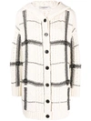 VALENTINO BEAD-EMBELLISHED CHECK-PATTERN HOODED CARDIGAN