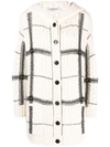 Valentino Bead-embellished Check-pattern Hooded Cardigan In White
