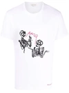 Alexander Mcqueen Skeleton Logo-print T-shirt In Weiss