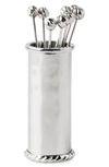 Juliska Graham 9-piece Stainless Steel Cocktail Picks & Holder Set In Silver