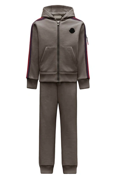 Moncler Kids' Side Stripe Track Jacket & Pants Set In Grey