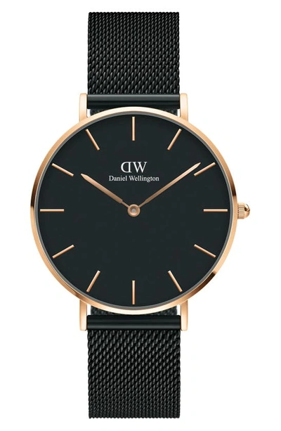 Daniel Wellington Petite Ashfield Mesh Strap Watch, 36mm In Rose Gold/black