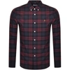 Farah Vintage Brewer Long Sleeve Shirt Burgundy In Burgandy