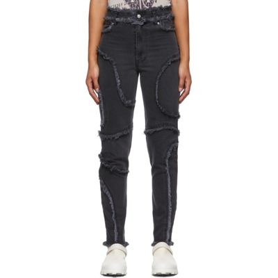 ECKHAUS LATTA BLACK SHREDDED EL JEANS