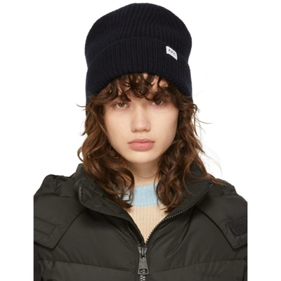 Apc Ribbed Wool And Cashmere-blend Beanie In Blue