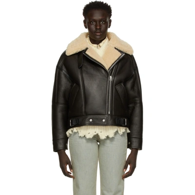 ACNE STUDIOS BROWN LAKOTA SHEARLING AVIATOR JACKET