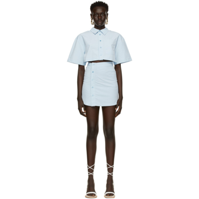 Jacquemus La Robe Arles Blue Matte Satin Mini Dress In Light Blue