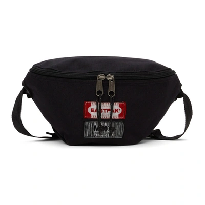 Mm6 Maison Margiela Black & White Eastpak Edition Belt Bag In T8013 Black