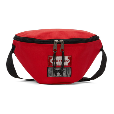 Mm6 Maison Margiela Reversible Red Eastpak Edition Bumbag Pouch In T4032 Fiery Red