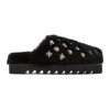 Toga 40mm Shearling Studded Sandals In Black