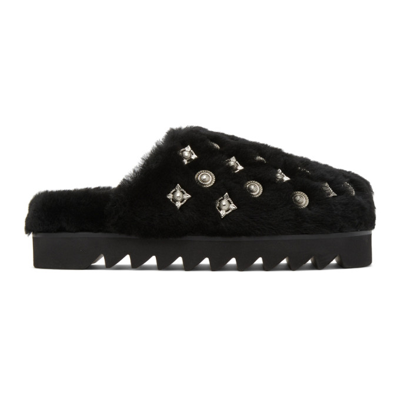 Toga Black Sherpa Sabot Slippers