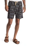 Vintage 1946 2-in-1 Elastic Waist Camo Shorts In Grey/olive