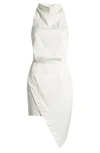 Elliatt Camo Asymmetric Satin Cocktail Dress In White