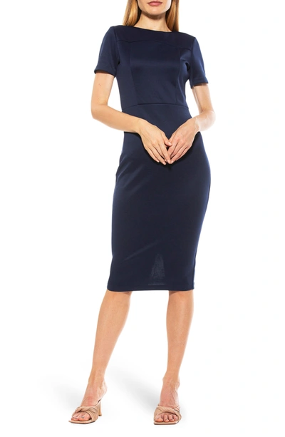 Alexia Admor Scuba Midi Sheath Dress In Navy