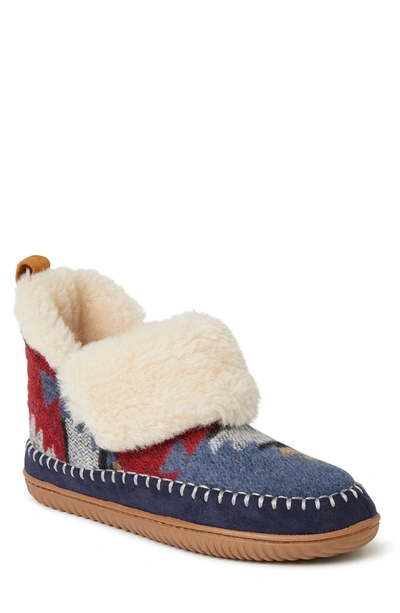 Dearfoams Moritz Faux Fur Boot In Navy Multi