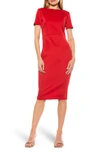 Alexia Admor Scuba Midi Sheath Dress In Red