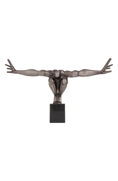 Willow Row Contemporary Black Aluminum Bodybuilder Sculpture