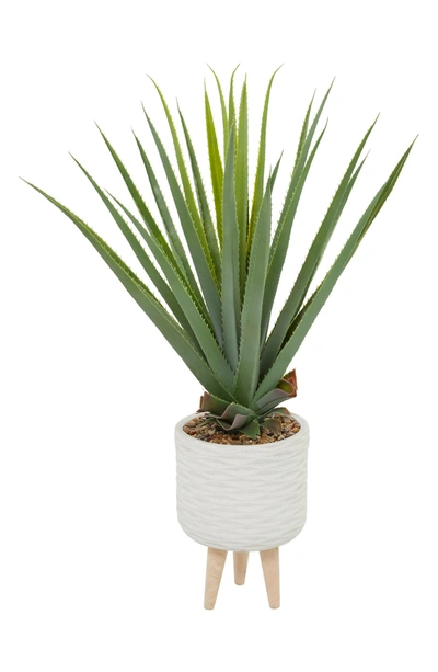 Willow Row Modern Potted Artifical Aloe Plant In White